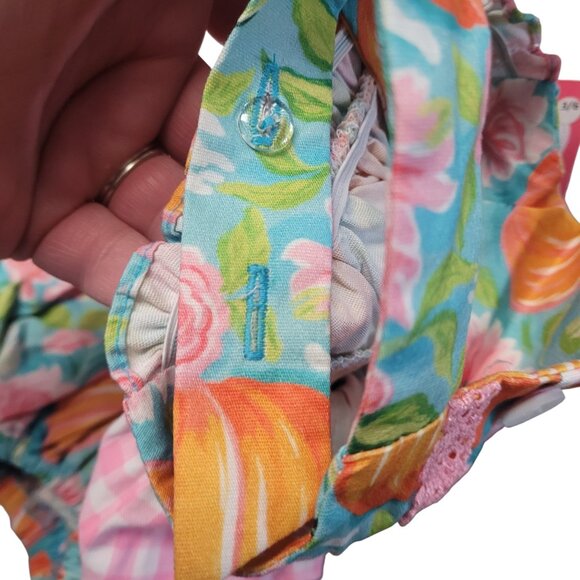 Ricrac & Ruffles Baby Girl Pumpkin Floral Bubble Romper Size 3-6M Thanksgiving - Picture 9 of 13